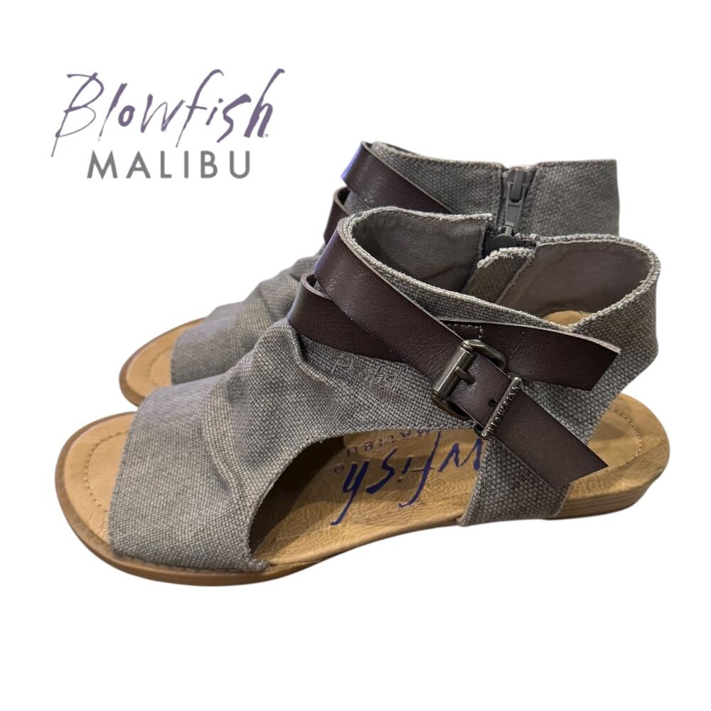 Blowfish Malibu Balla Women’s Buckle Zipper Micro Wedge Sandals 8